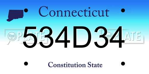534D34 Connecticut License Plate