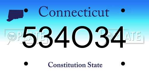 534O34 Connecticut License Plate