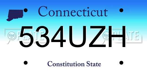 534UZH Connecticut License Plate