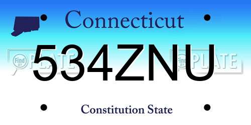534ZNU Connecticut License Plate