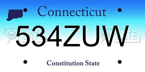 534ZUW Connecticut License Plate