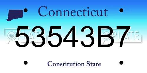 53543B7 Connecticut License Plate