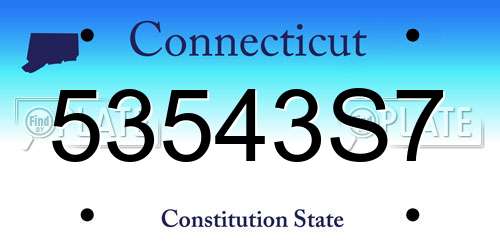 53543S7 Connecticut License Plate