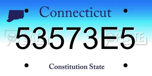 53573E5 Connecticut License Plate