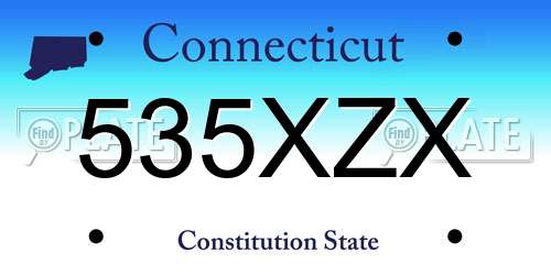 535XZX Connecticut License Plate