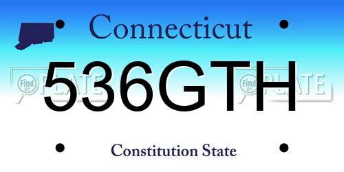 536GTH Connecticut License Plate