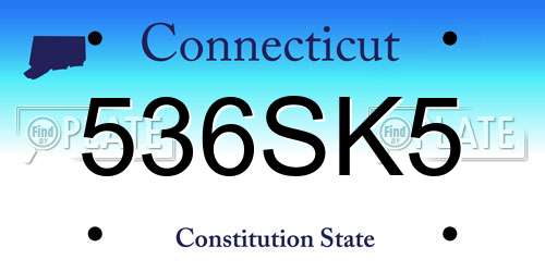 536SK5 Connecticut License Plate