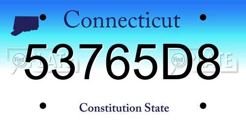53765D8 Connecticut License Plate