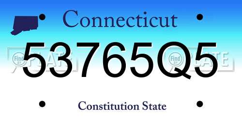 53765Q5 Connecticut License Plate