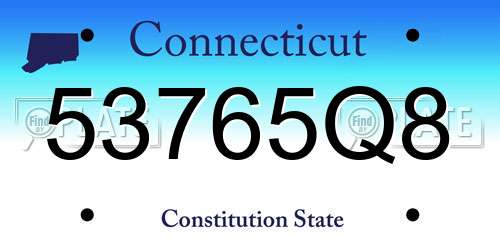 53765Q8 Connecticut License Plate