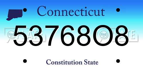 53768O8 Connecticut License Plate
