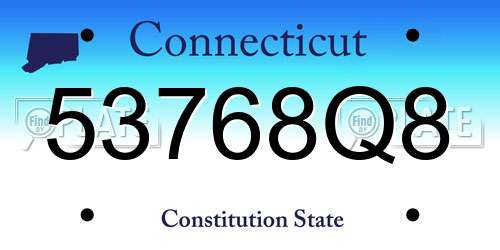 53768Q8 Connecticut License Plate
