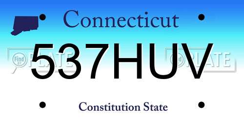 537HUV Connecticut License Plate