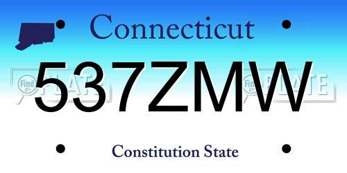 537ZMW Connecticut License Plate