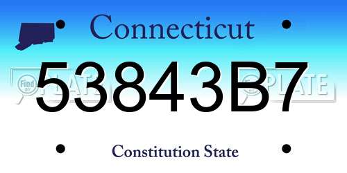 53843B7 Connecticut License Plate