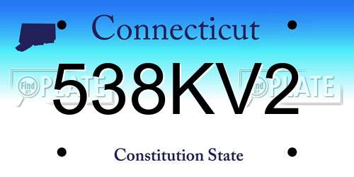 538KV2 Connecticut License Plate