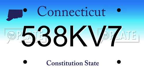 538KV7 Connecticut License Plate