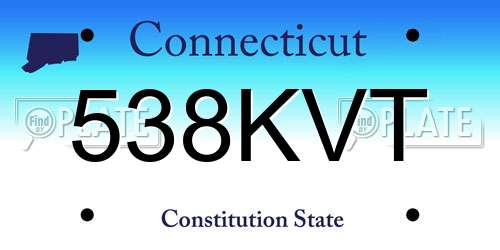 538KVT Connecticut License Plate