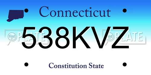 538KVZ Connecticut License Plate