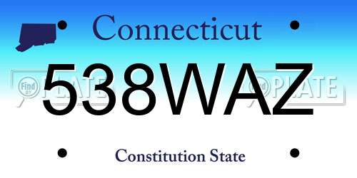 538WAZ Connecticut License Plate