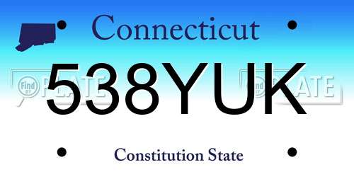 538YUK Connecticut License Plate