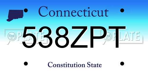 538ZPT Connecticut License Plate
