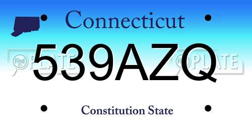 539AZQ Connecticut License Plate