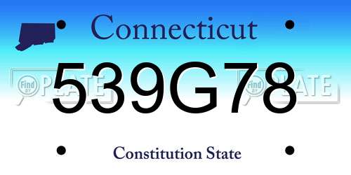 539G78 Connecticut License Plate