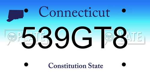 539GT8 Connecticut License Plate