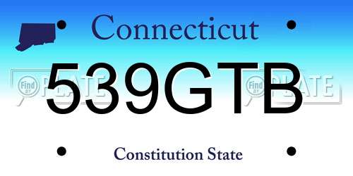 539GTB Connecticut License Plate