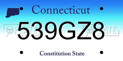 539GZ8 Connecticut License Plate