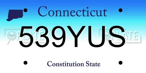 539YUS Connecticut License Plate