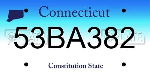 53BA382 Connecticut License Plate