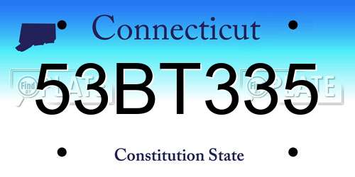 53BT335 Connecticut License Plate