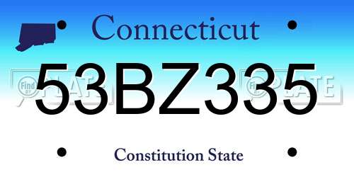 53BZ335 Connecticut License Plate