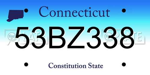 53BZ338 Connecticut License Plate