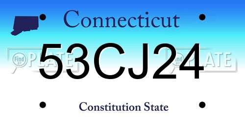 53CJ24 Connecticut License Plate
