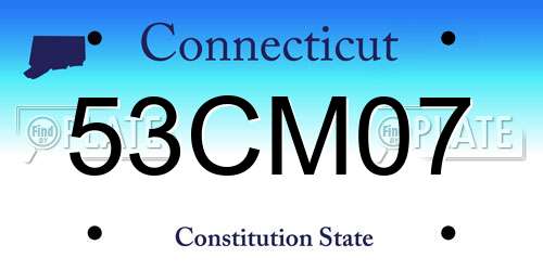 53CM07 Connecticut License Plate