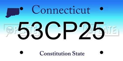 53CP25 Connecticut License Plate