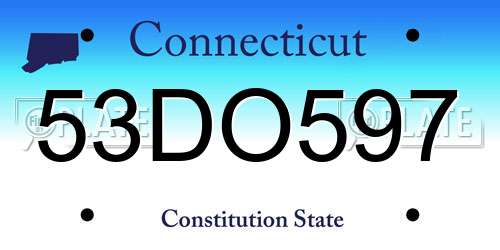 53DO597 Connecticut License Plate