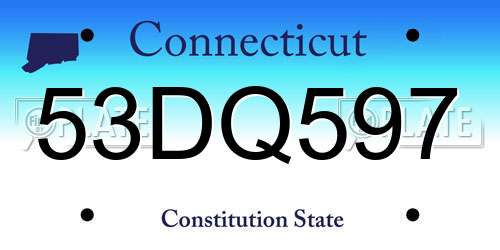 53DQ597 Connecticut License Plate