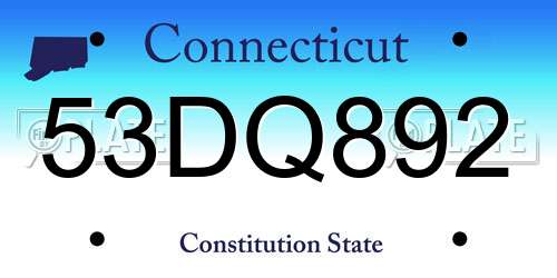 53DQ892 Connecticut License Plate