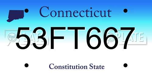 53FT667 Connecticut License Plate