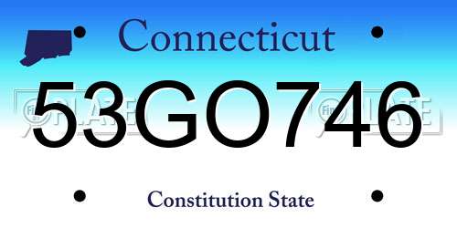 53GO746 Connecticut License Plate