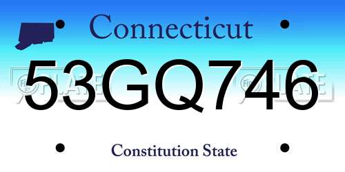 53GQ746 Connecticut License Plate