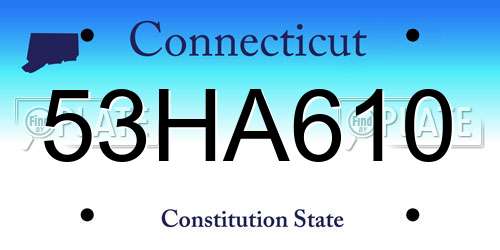 53HA610 Connecticut License Plate
