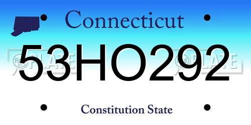 53HO292 Connecticut License Plate