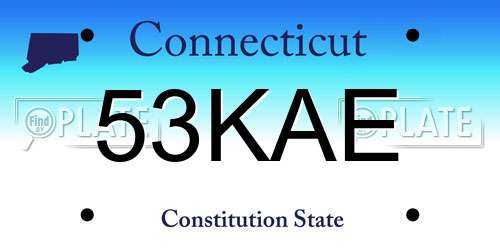 53KAE Connecticut License Plate