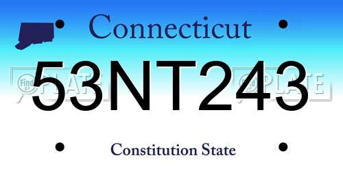 53NT243 Connecticut License Plate