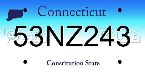 53NZ243 Connecticut License Plate